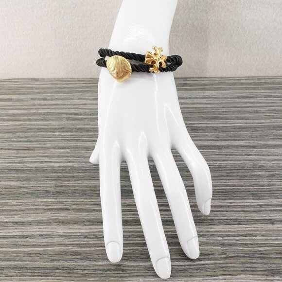 Tory Burch Shell Logo Rope Bracelet Black OS - Picture 5 of 12
